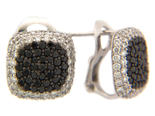 BLACK & WHITE DIAMOND EARRING, 14KW (R/H)
