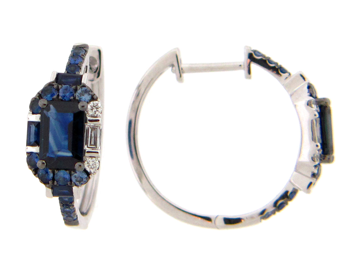SAPPHIRE & DIAMOND EARRING, 14KW (H)