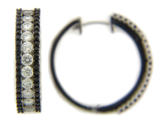 BLACK & WHITE DIAMOND EARRING, 14KW (R/H)