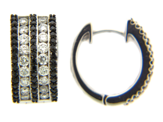 BLACK & WHITE DIAMOND EARRING, 14KW (R/H)
