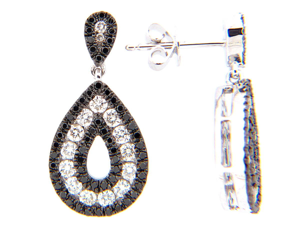 BLACK & WHITE DIAMOND EARRING, 14KW (R/H)