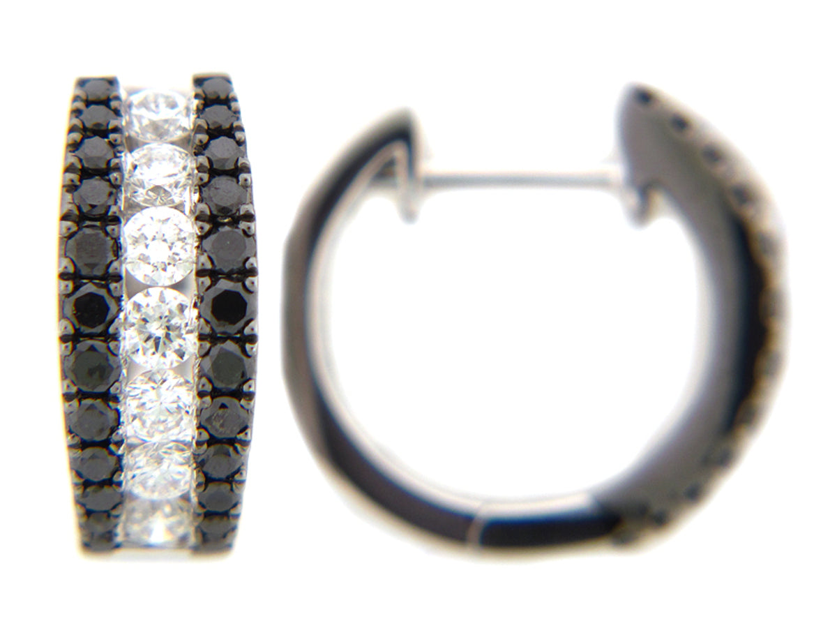 BLACK & WHITE DIAMOND EARRING, 14KW (R/H)