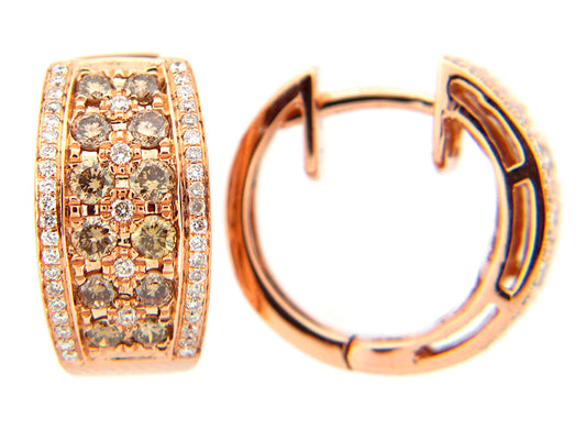 BROWN & WHITE DIAMOND EARRING, 18KR (N)