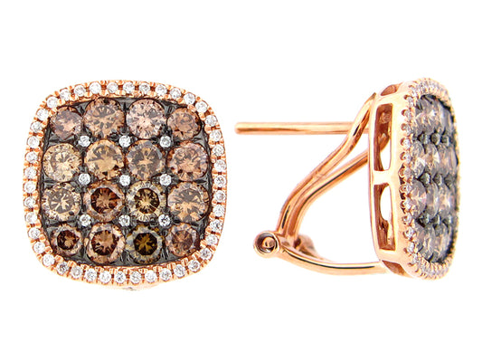 BROWN & WHITE DIAMOND EARRING, 18KR (N)