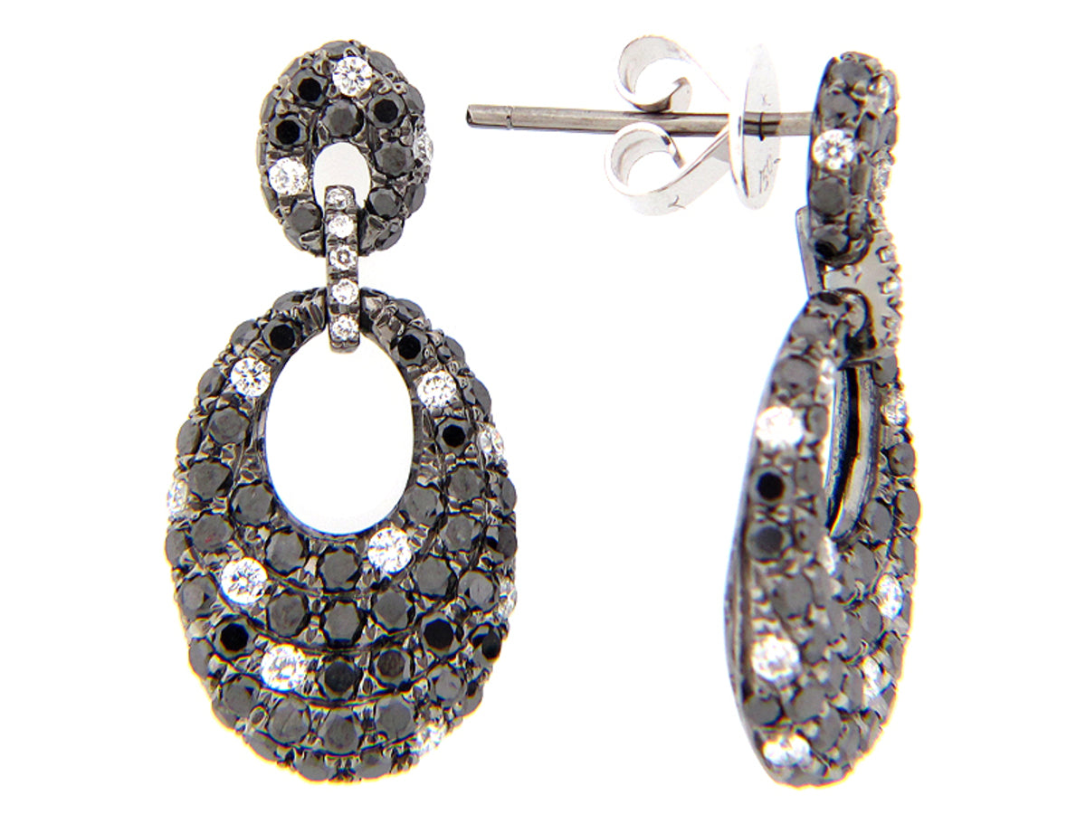 BLACK & WHITE DIAMOND EARRING, 18KW (R/N)