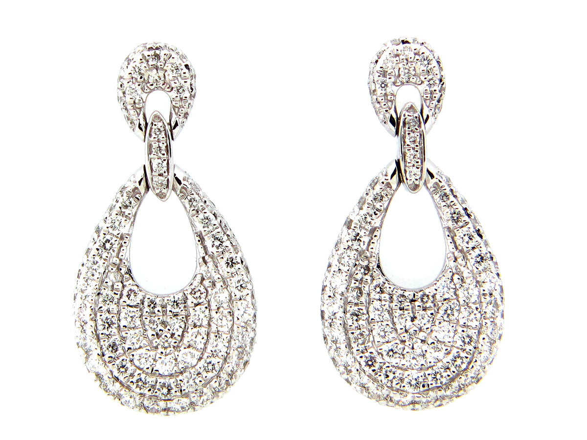 DIAMOND TEAR DROP EARRING, 14KW (N)