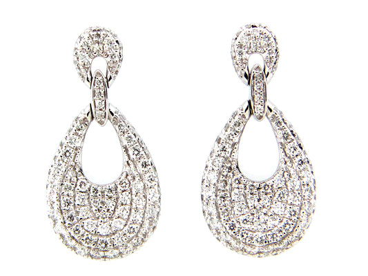 DIAMOND TEAR DROP EARRING, 14KW (N)