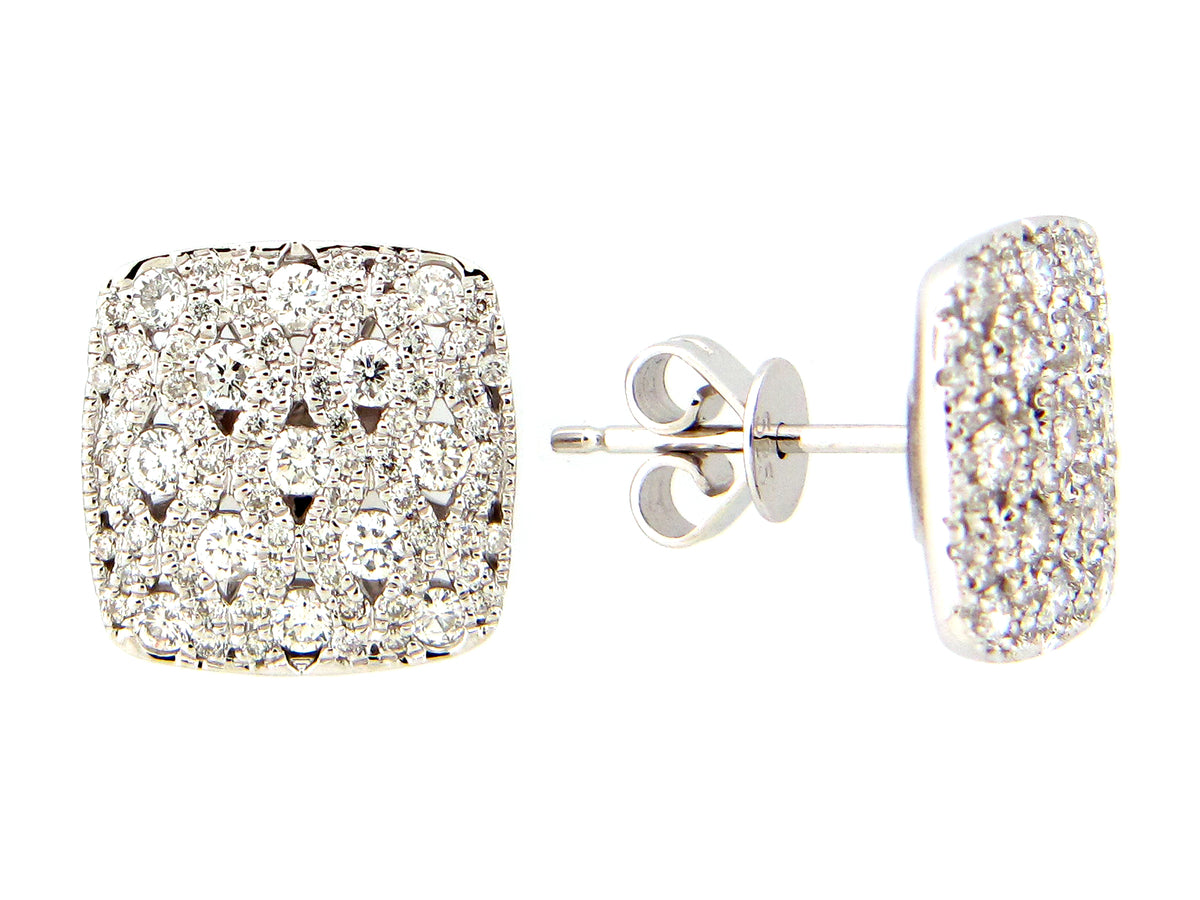 DIAMOND CUSHION STUD EARRING, 14KW (N)