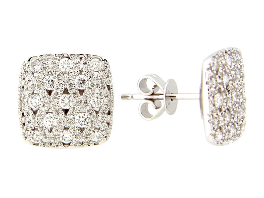 DIAMOND CUSHION STUD EARRING, 14KW (N)