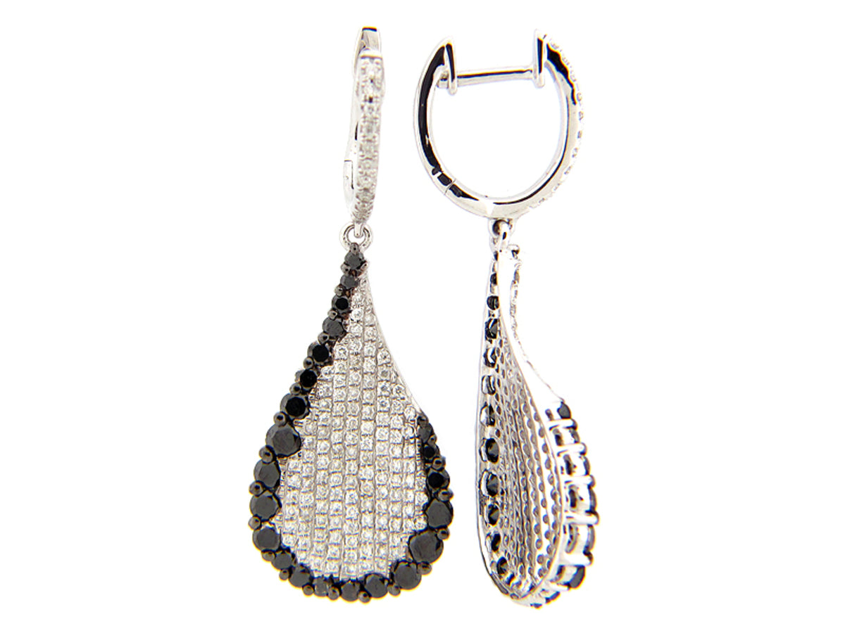 BLACK & WHITE DIAMOND EARRING, 18KW (R/H)