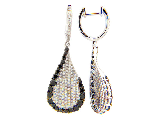 BLACK & WHITE DIAMOND EARRING, 18KW (R/H)