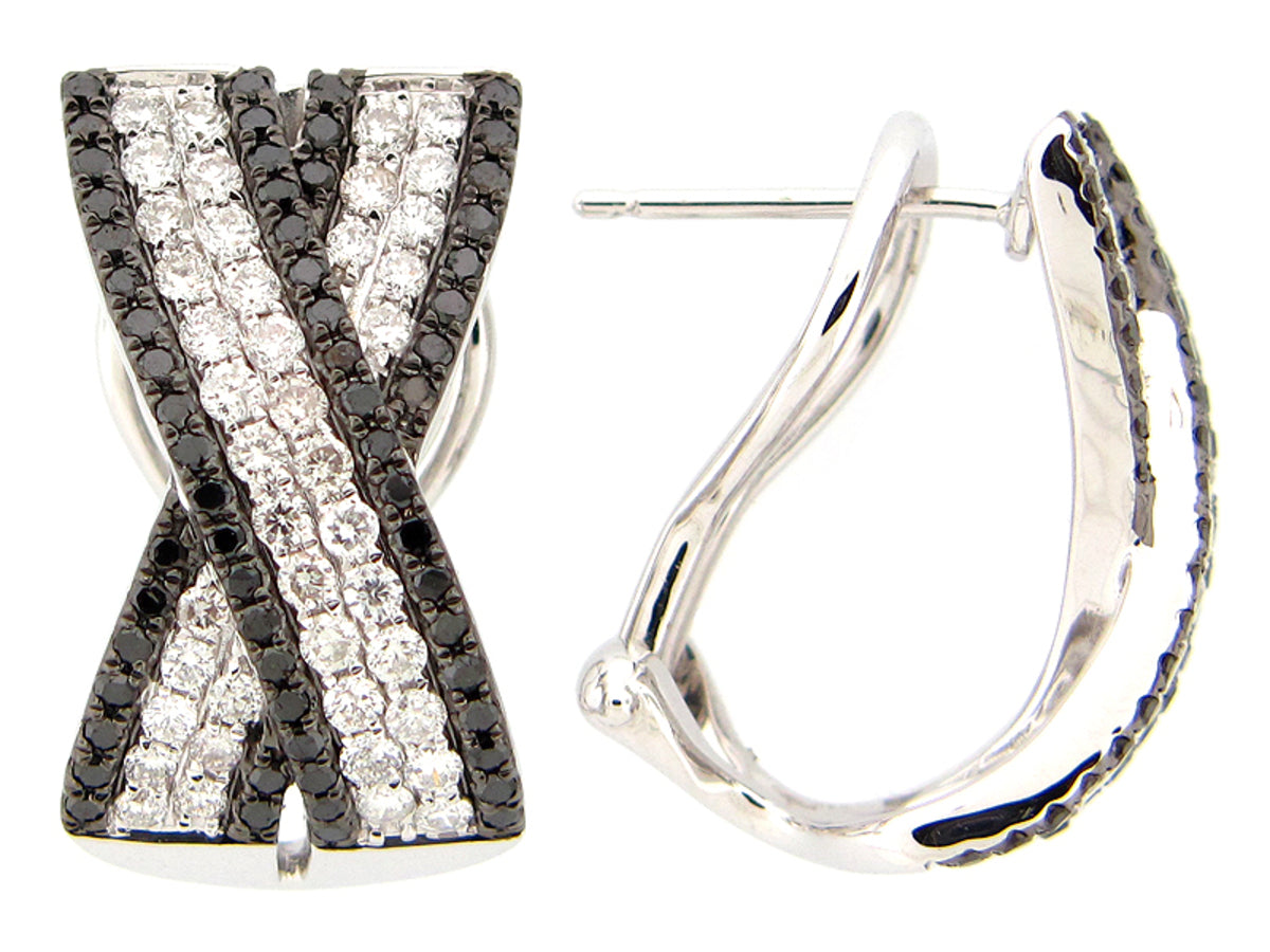 BLACK & WHITE DIAMOND EARRING, 14KW (R/H)