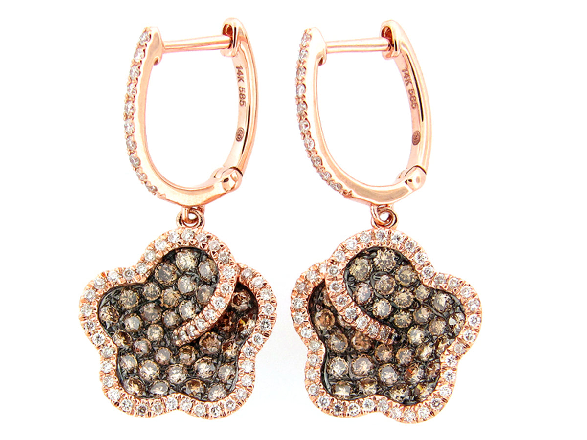 BROWN & WHITE DIAMOND EARRING