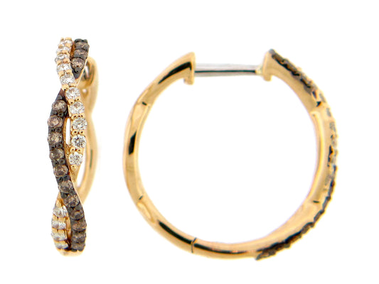 BROWN & WHITE DIAMOND TWIST EARRING