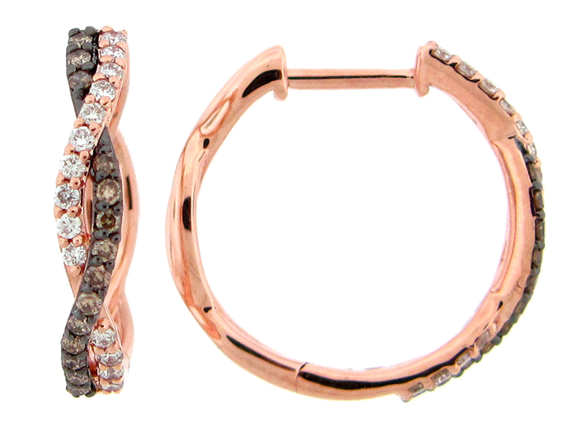 BROWN & WHITE DIAMOND TWIST EARRING