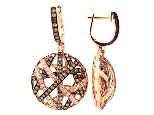 BROWN & WHITE DIAMOND EARRING, 18KR (N)