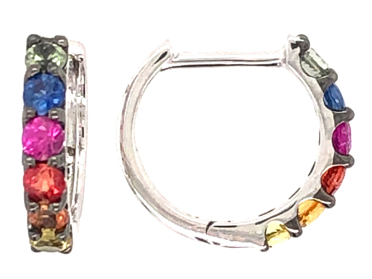 RAINBOW SAPPHIRE ROUNDS HUGGY EARRING
