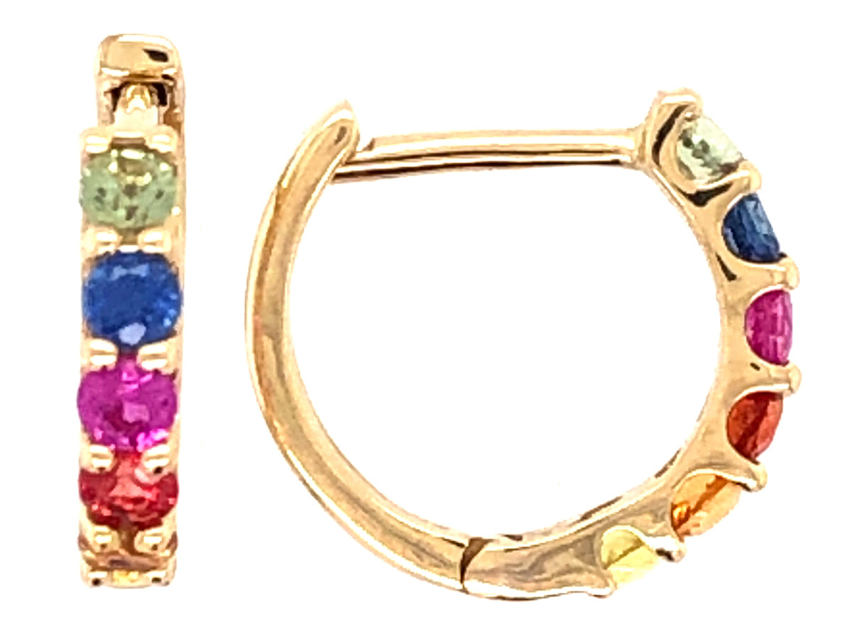 RAINBOW SAPPHIRE ROUNDS HUGGY EARRING