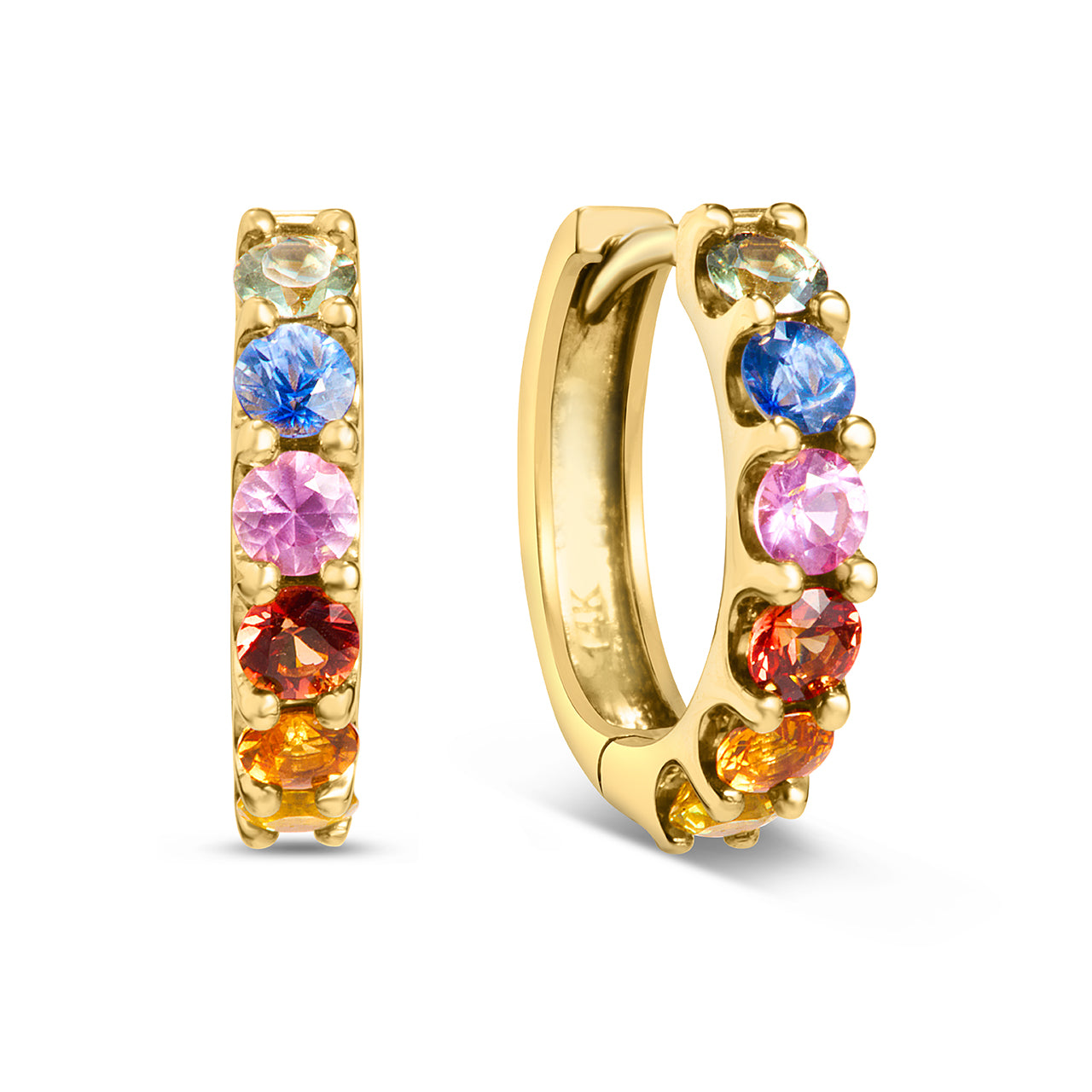 Rainbow Sapphire Huggie Hoop Earring