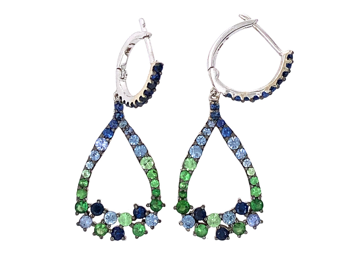 BLUE SAPPHIRE & TSAVORITE DANGLE EARRING