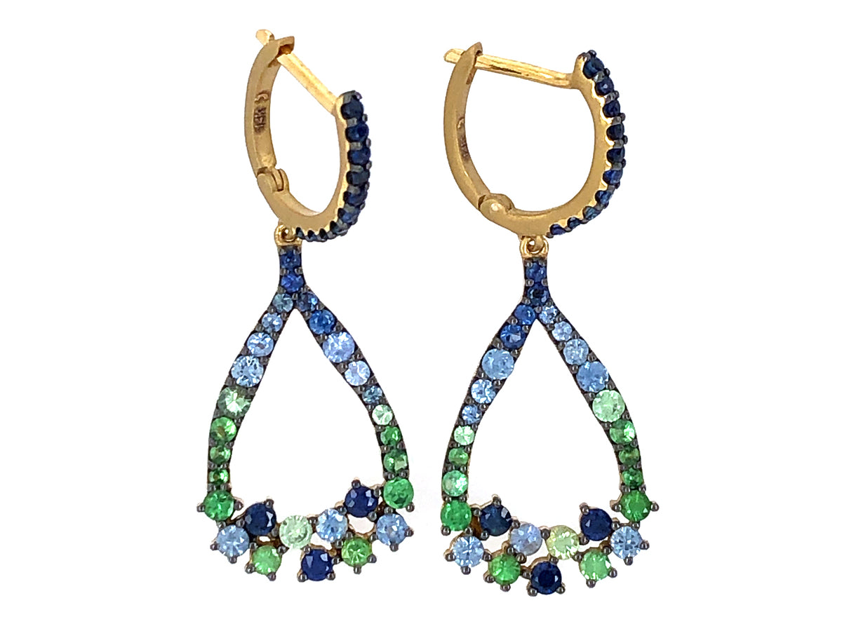 BLUE SAPPHIRE & TSAVORITE DANGLE EARRING