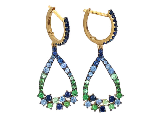 BLUE SAPPHIRE & TSAVORITE DANGLE EARRING