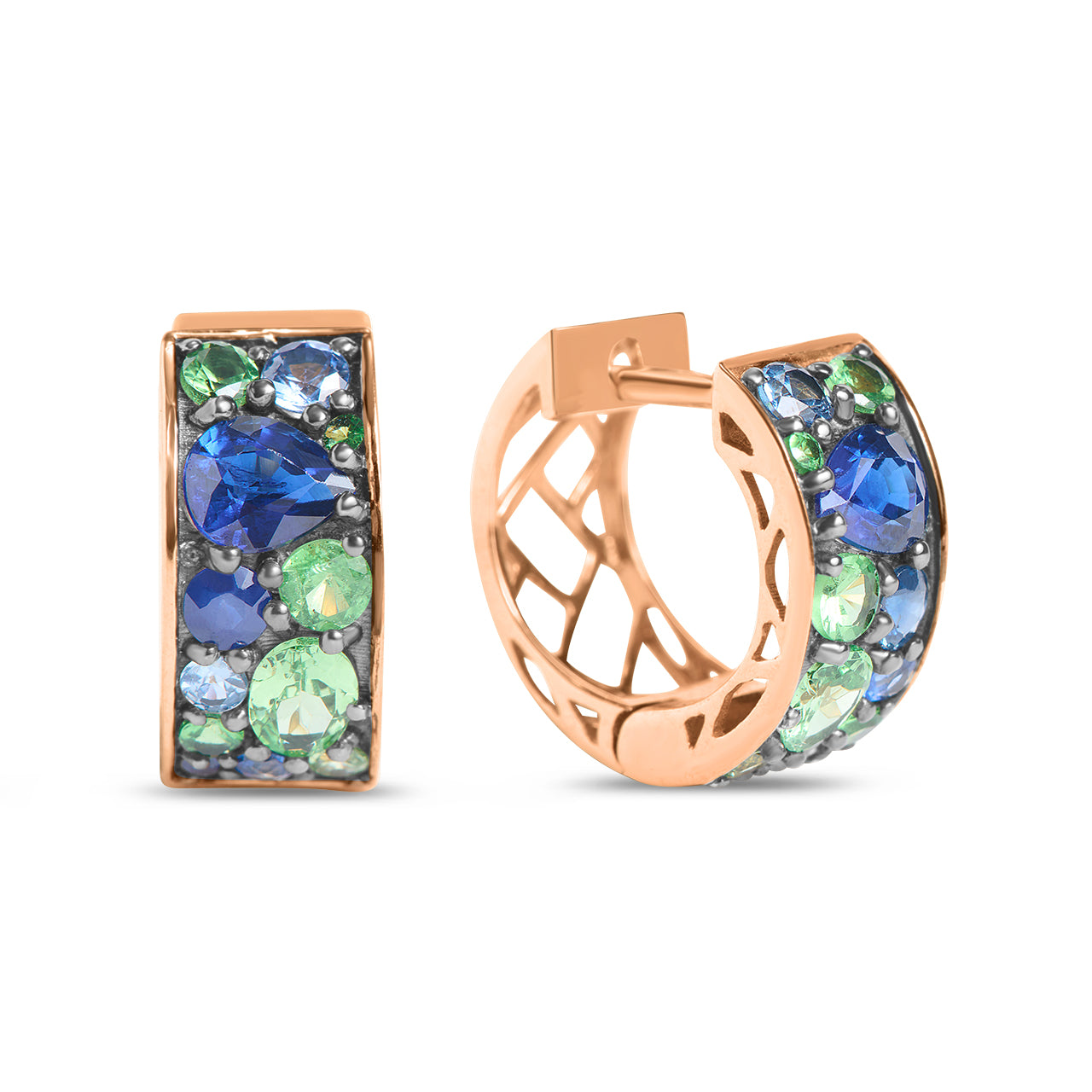 Sapphire & Tsavorite Huggie Earring