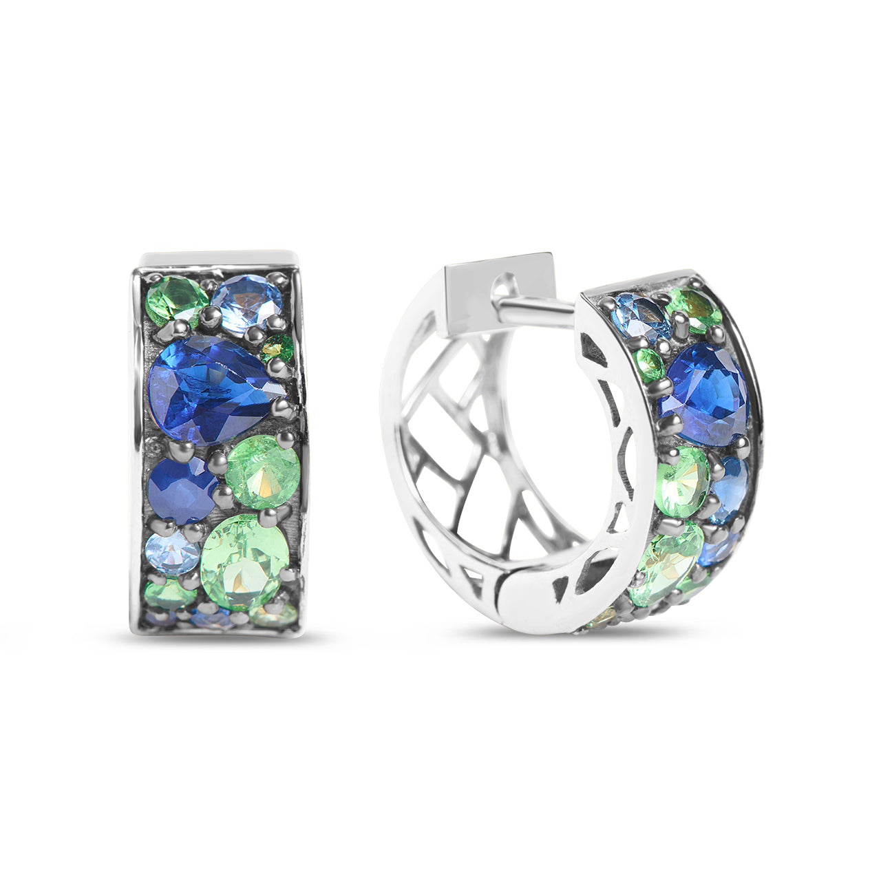 Sapphire & Tsavorite Huggie Earring
