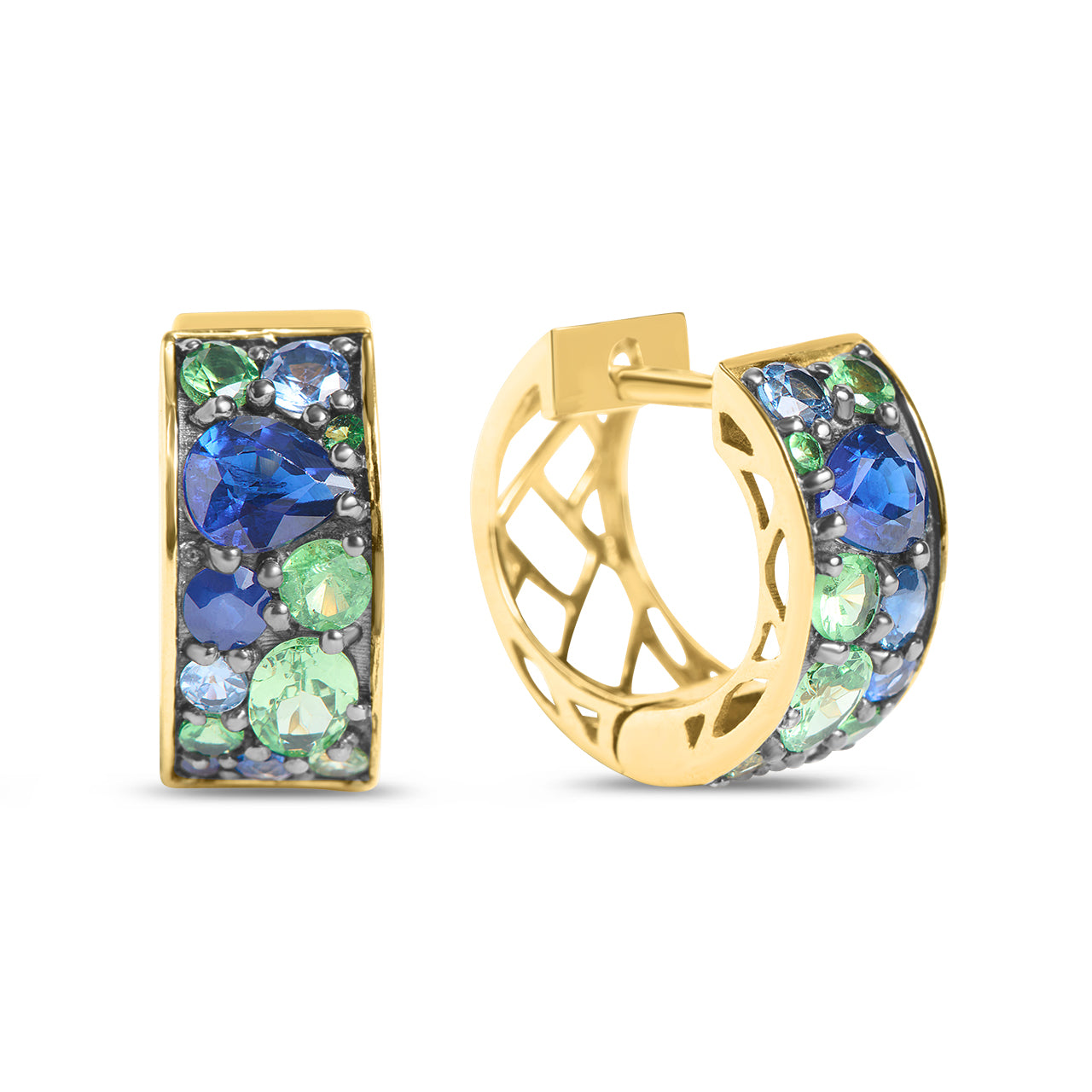 Sapphire & Tsavorite Huggie Earring