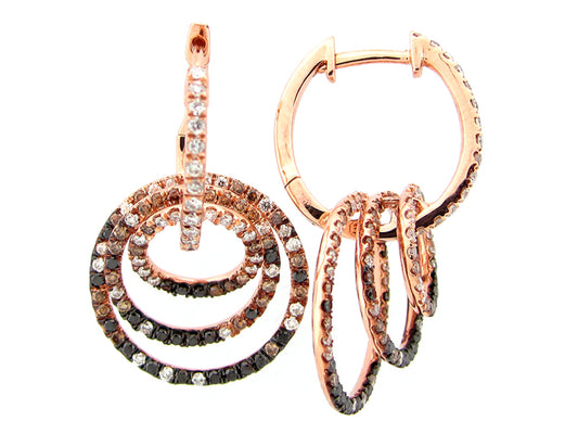 BLACK, BROWN, & WHITE DIAMOND EARRING