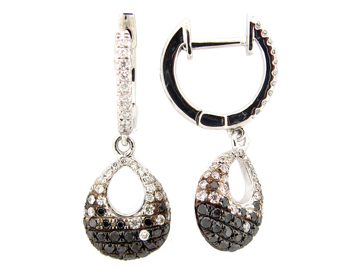 BLACK & WHITE DIAMOND EARRING, 14KW (R/H)