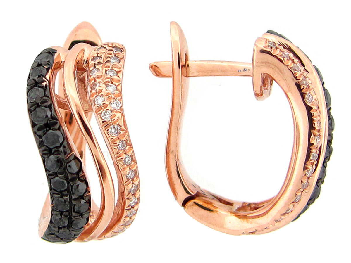 BLACK & WHITE DIAMOND EARRING, 14KR (R/H)
