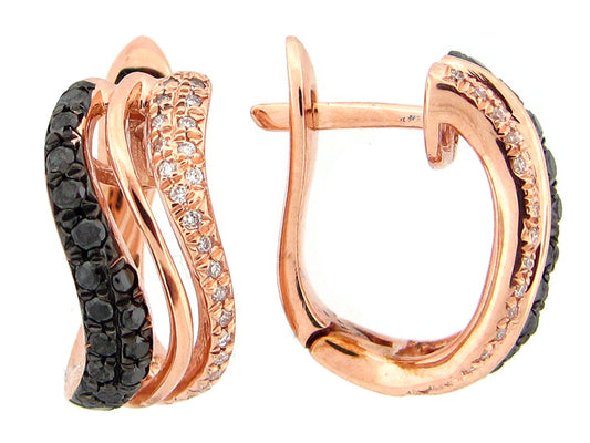 BLACK & WHITE DIAMOND EARRING, 14KR (R/H)