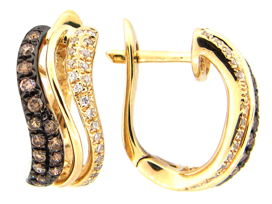 BROWN & WHITE DIAMOND EARRING, 14KY (N)