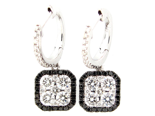 BLACK & WHITE DIAMOND EARRING, 14KW (R/H)