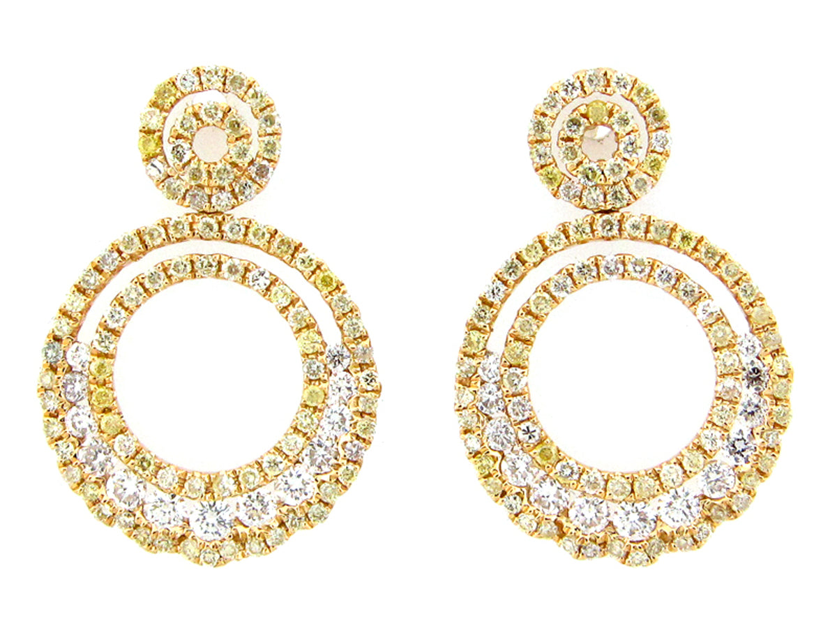 YELLOW & WHITE DIAMOND EARRING, 18KY (N)