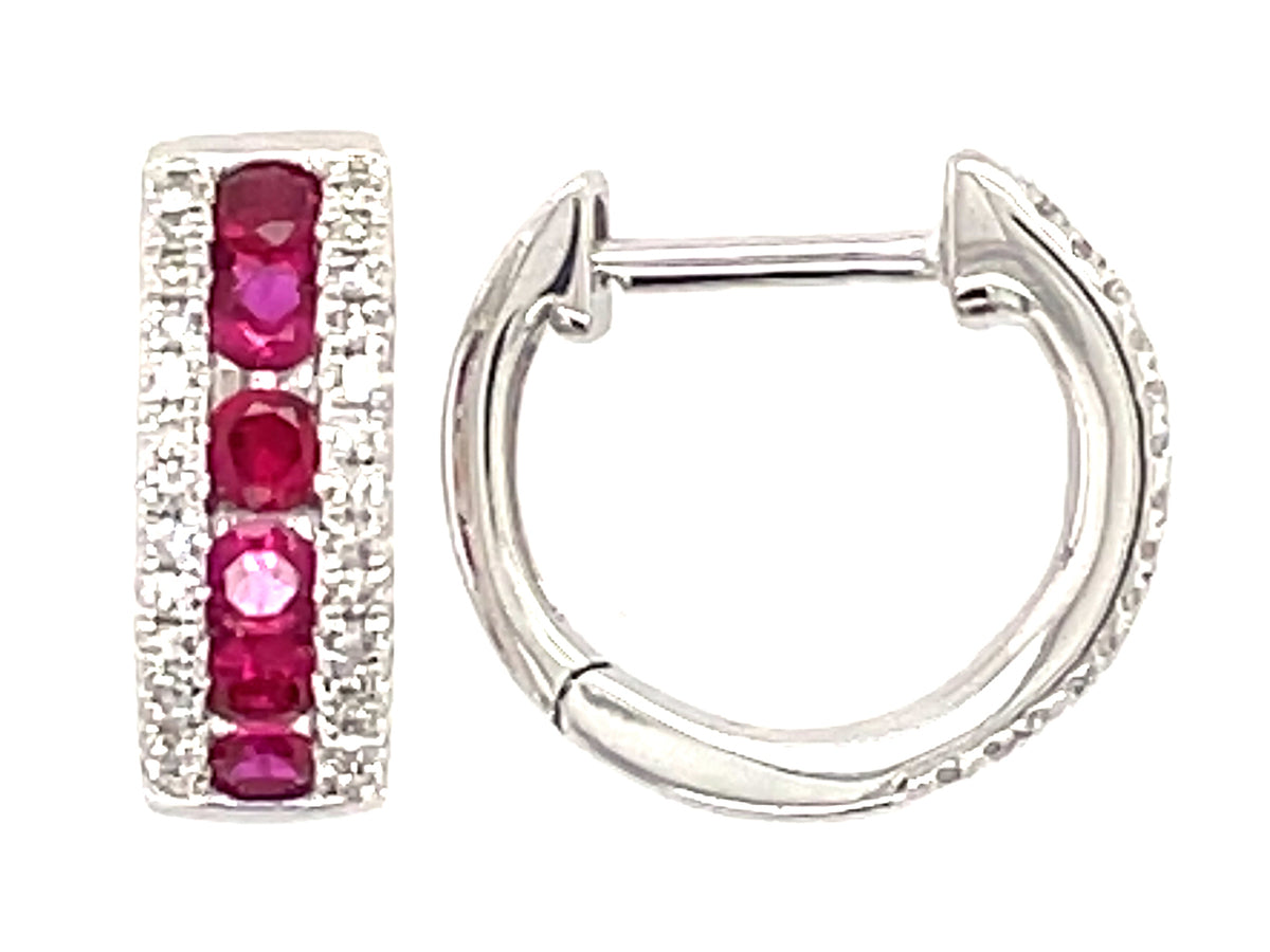 RUBY & DIAMOND CHANNEL HUGGY EARRING