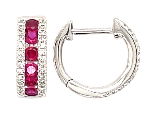 RUBY & DIAMOND CHANNEL HUGGY EARRING