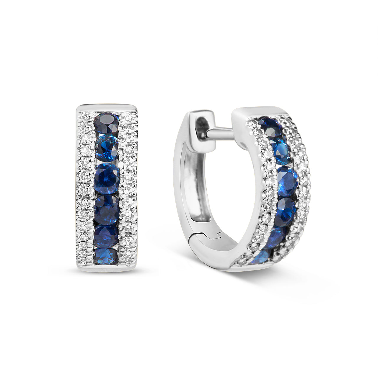 Sapphire & Diamond Channel Huggie Earring