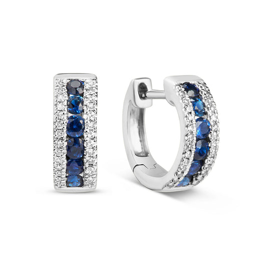 Sapphire & Diamond Channel Huggie Earring