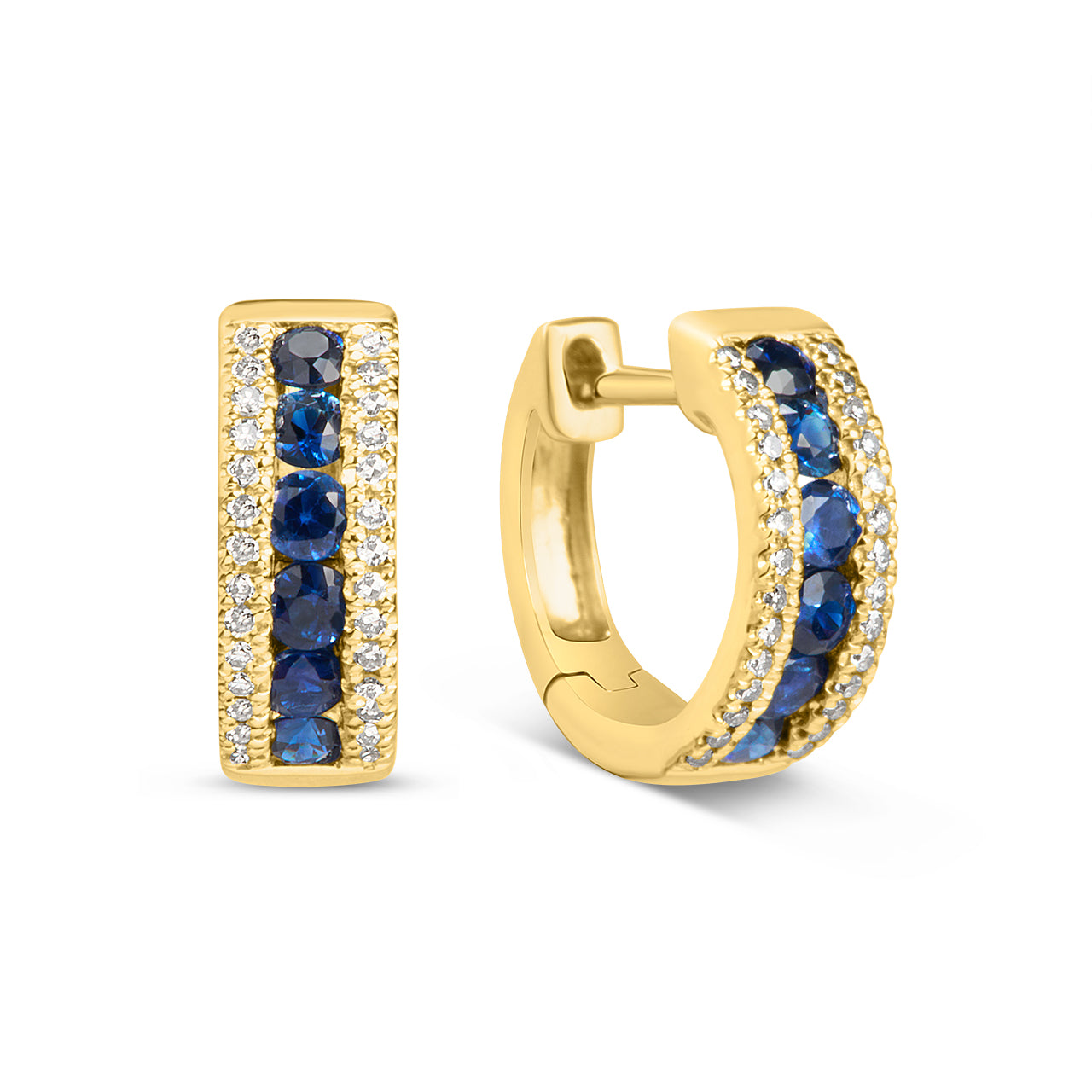 Sapphire & Diamond Channel Huggie Earring