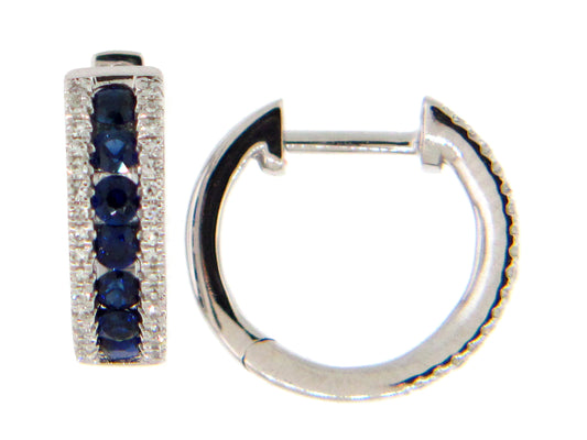 Sapphire Diamond Hoop Earring, 14kw (H)