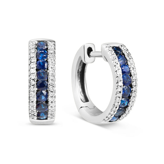 Sapphire & Diamond Channel Huggie Earring