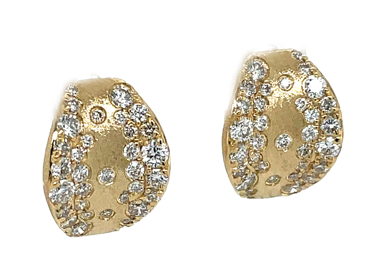 Diamond Saddle Confetti Hoop Earring, 15mm Wide, Satin Finish