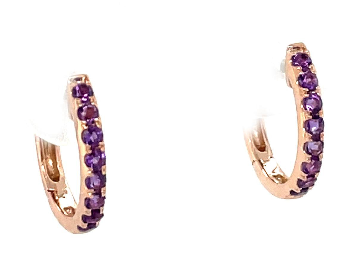 AMETHYST 13MM HUGGY EARRING