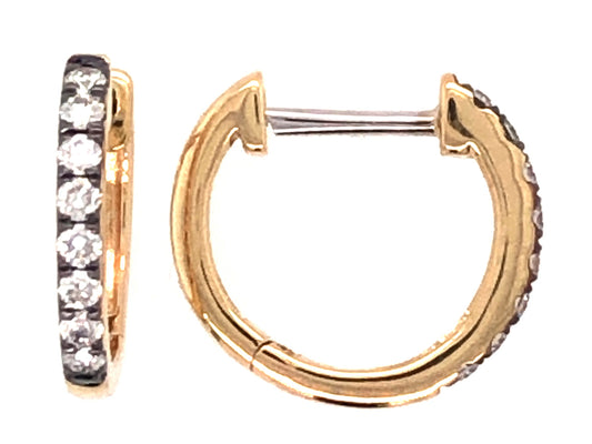 DIAMOND 13MM HUGGY EARRING, 14KY BLACK FINISH PRONGS