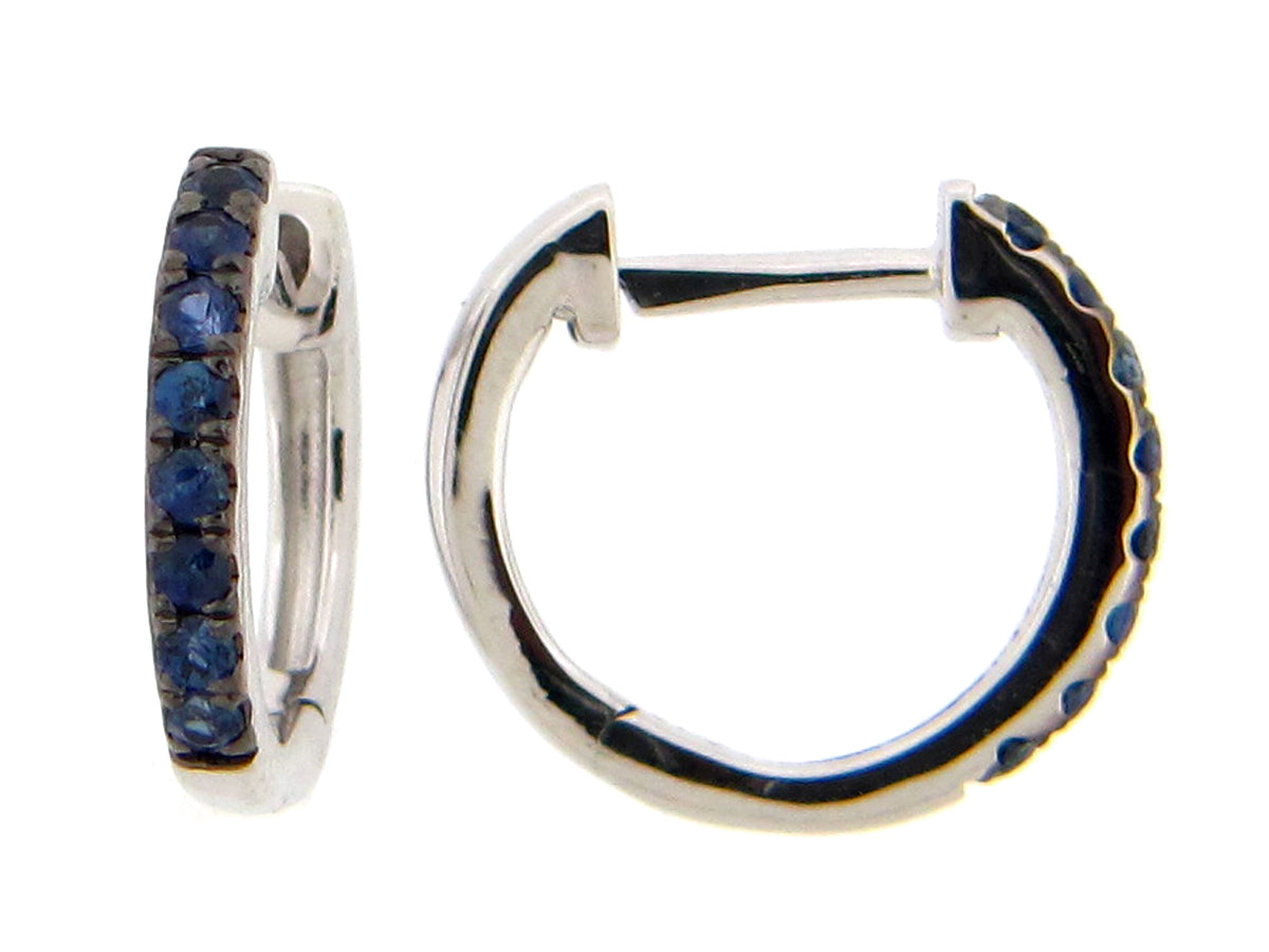 SAPPHIRE 13MM HUGGY EARRING, 18KW (H)