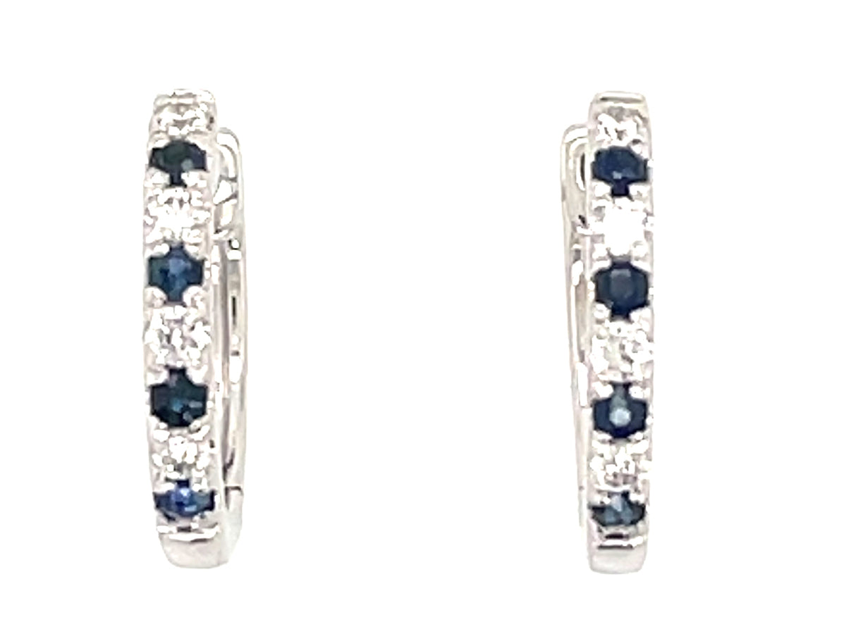 SAPPHIRE & DIAMOND ALTERNATING 13MM HUGGY EARRING, 14KW (H)
