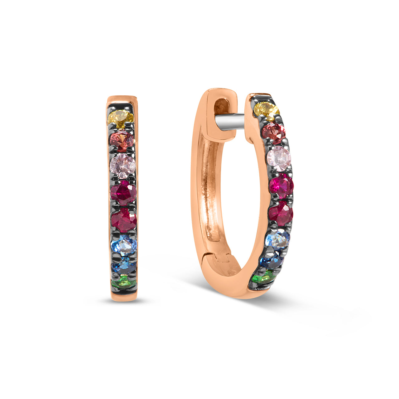 Rainbow Sapphire Huggie Earring