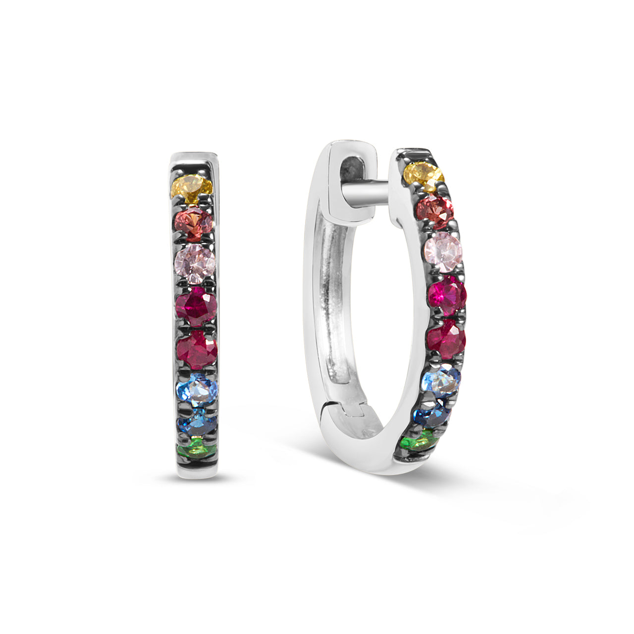 Rainbow Sapphire Huggie Earring